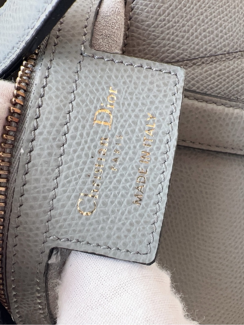Christian Dior Grained Calfskin Saddle Bag With Strap Stone Grey - Picture 7 of 12
